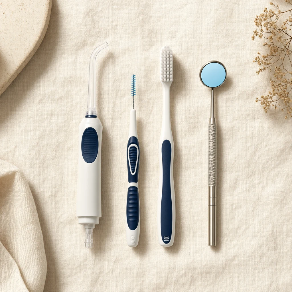 임플란트 사후 관리 도구 — 치간칫솔·워터플로서·소프트 칫솔